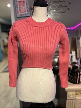 NWOT Zara Cropped Ribbed Knit Pink Sweater Top